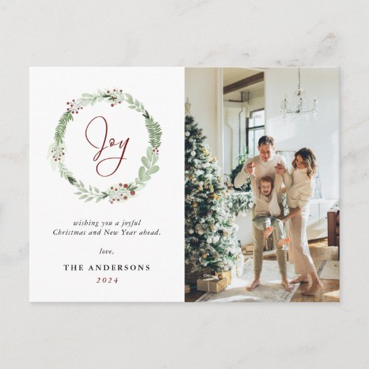 Elegant Kerstmis met Joy Botanical Holiday Briefkaart (Voorkant)