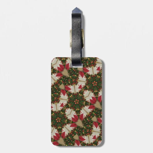 Elegant Kerstmis met rode groene kaleidoscopie Bagagelabel (Achterkant verticaal)