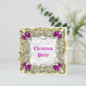 Elegant kerstmis met sneeuwroze witte sneeuw kaart (Staand voorkant)