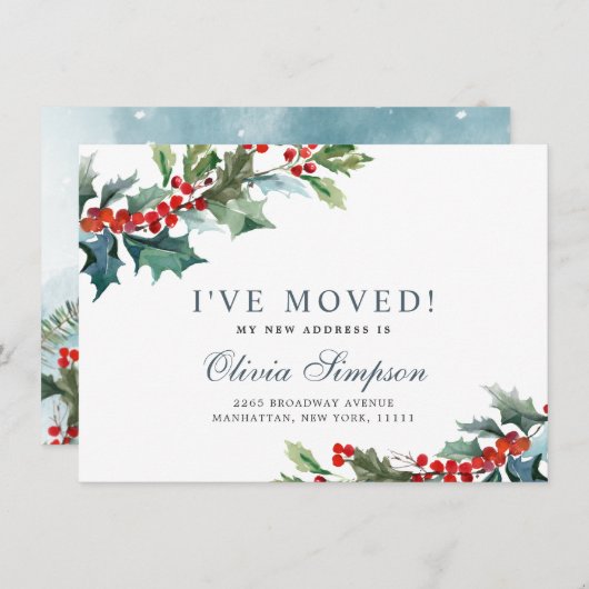 Elegant Kerstmis Mistletoe Moving Announge Aankondiging (Voorkant / Achterkant)