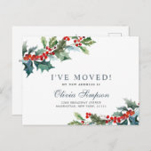 Elegant Kerstmis Mistletoe Moving Announge Briefkaart (Voorkant / Achterkant)
