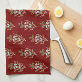 Elegant Kerstmis Mistletoe Pattern op Red Theedoek (Quarter Fold)