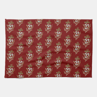 Elegant Kerstmis Mistletoe Pattern op Red Theedoek