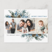 Elegant Kerstmis Pine Cones 3 Fotogroet Briefkaart (Voorkant)