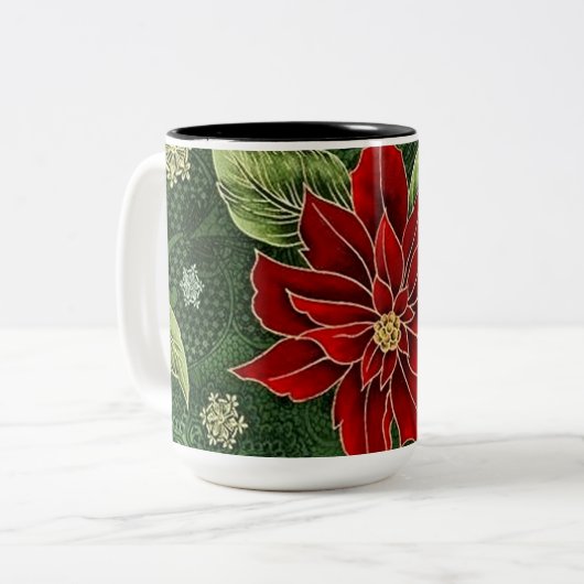 Elegant Kerstmis Poinsettia Coffee Mok (Voorkant links)