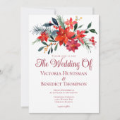 Elegant Kerstmis Poinsettia Flower Winter Weddensc Kaart (Voorkant)