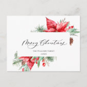 Elegant Kerstmis Poinsettia Holiday Greeting Briefkaart (Voorkant)