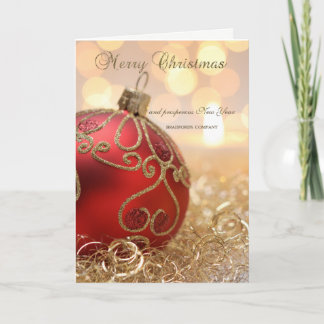Elegant Kerstmis Rode Bal Bedrijf Feestdagen Kaart