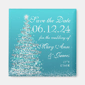 Elegant Kerstmis Save The Date Turquoise Magneet (Voorkant)