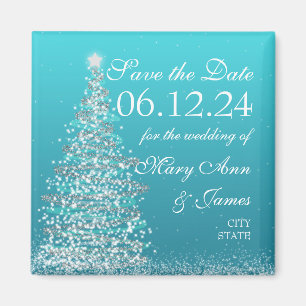 Elegant Kerstmis Save The Date Turquoise Magneet