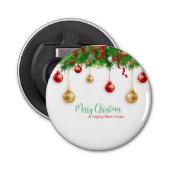 Elegant Kerstmis Wreater Boarder met Ornamenten Button Flesopener (Voorkant)