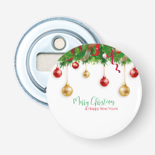 Elegant Kerstmis Wreater Boarder met Ornamenten Button Flesopener