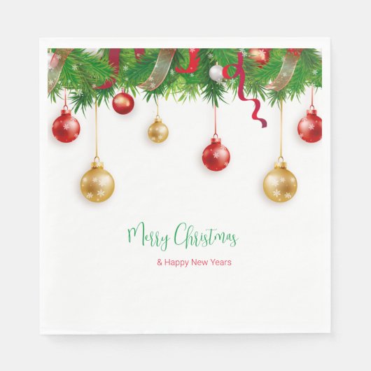 Elegant Kerstmis Wreater Boarder met Ornamenten Servet (Voorkant)