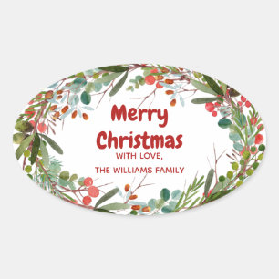 Elegant Kerstmis Wreath Ovale Sticker