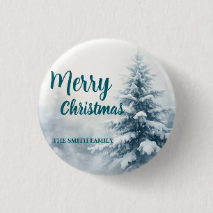 Elegant Kerstmis Xmas winter dennenboom bos Hol Ronde Button 3,2 Cm