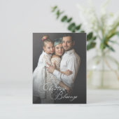 Elegant Kerstmis Zegen Script | Foto Briefkaart (Staand voorkant)