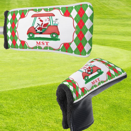 Elegant kerstmonogram van Santa Golf Golfheadcover