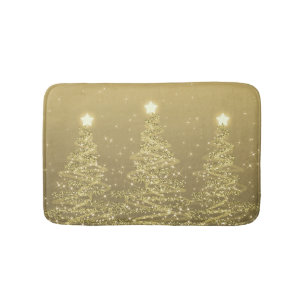 Elegant kerstmousserende bomen Gold Badmat