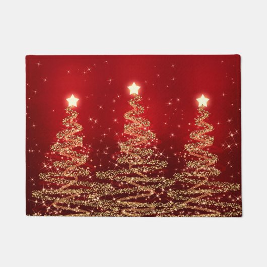 Elegant kerstmousserende bomen rood deurmat (Voorkant)