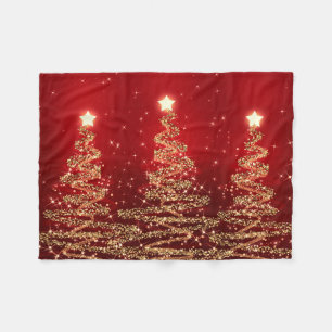 Elegant kerstmousserende bomen rood fleece deken