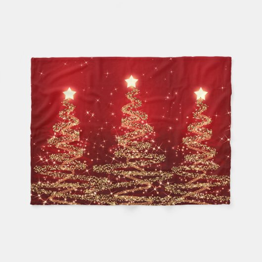 Elegant kerstmousserende bomen rood fleece deken (Voorkant (Horizontaal))