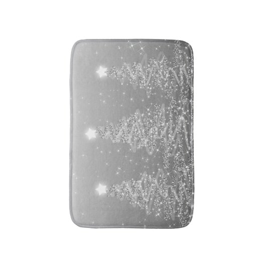 Elegant kerstmousserende bomen Silver  Badmat (Voorkant Verticaal)