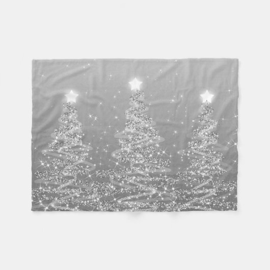 Elegant kerstmousserende bomen Silver  Fleece Deken (Voorkant (Horizontaal))