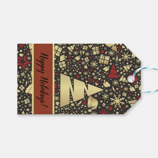 Elegant kerstontwerp cadeaulabel (Voorkant (Horizontaal))