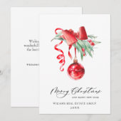 Elegant kerstornament Corporate Greeting Feestdagenkaart (Voorkant / Achterkant)