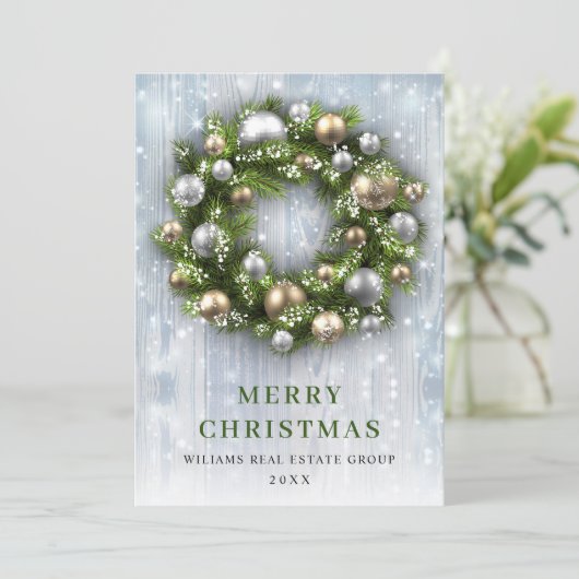 Elegant kerstornament Corporate Greeting Feestdagenkaart (Staand voorkant)