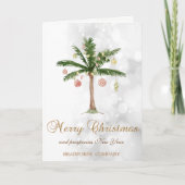 Elegant kerstpalmboom, Bokeh Feestdagen Kaart (Voorkant)
