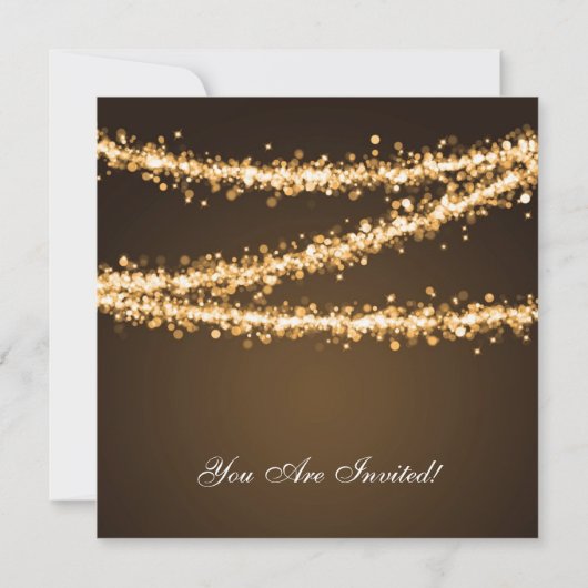 Elegant kerstparty Gold String-lampjes Kaart (Achterkant)