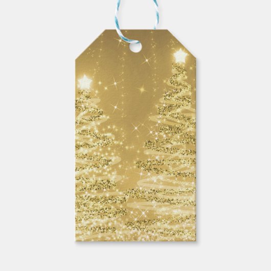 Elegant kerstparty mousserende bomen Gold Cadeaulabel (Voorkant)