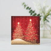 Elegant kerstparty mousserende bomen rood kaart (Staand voorkant)