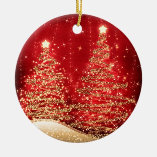 Elegant kerstparty mousserende bomen rood keramisch ornament (Voorkant)