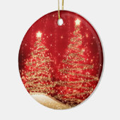 Elegant kerstparty mousserende bomen rood keramisch ornament (Links)