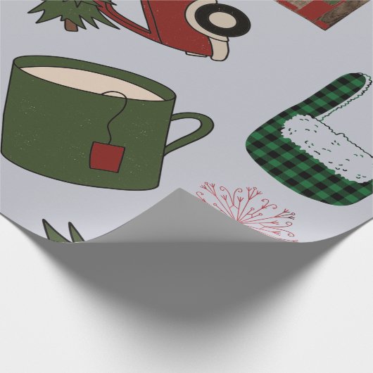 Elegant kerstpatroon cadeaupapier (Hoek)
