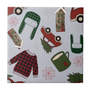 Elegant kerstpatroon tegeltje