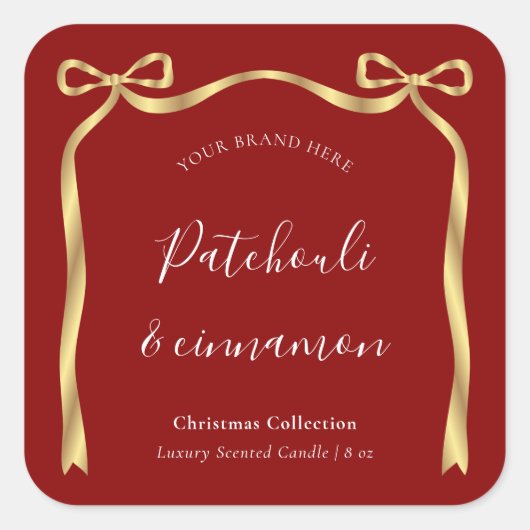 Elegant Kerstproduct Label Rood & Goud Lint (Voorkant)