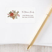 Elegant kerstpunsettia retouradres etiket