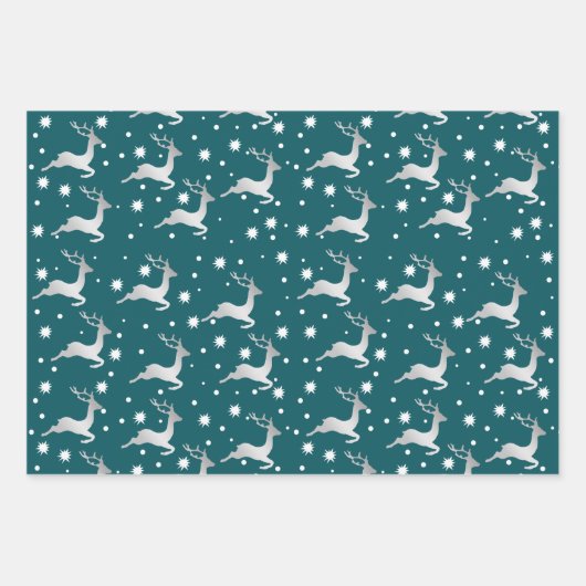 Elegant kerstrendiertje Snowflake Patroon Inpakpapier Vel (Voorkant 3)