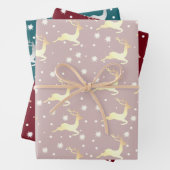 Elegant kerstrendiertje Snowflake Patroon Inpakpapier Vel (In situ)