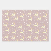 Elegant kerstrendiertje Snowflake Patroon Inpakpapier Vel (Voorkant)