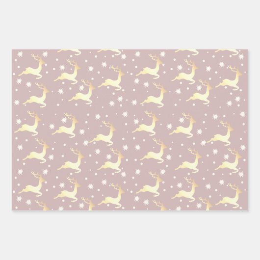 Elegant kerstrendiertje Snowflake Patroon Inpakpapier Vel (Voorkant)