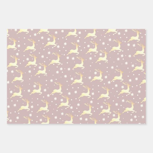Elegant kerstrendiertje Snowflake Patroon Inpakpapier Vel (Voorkant 2)