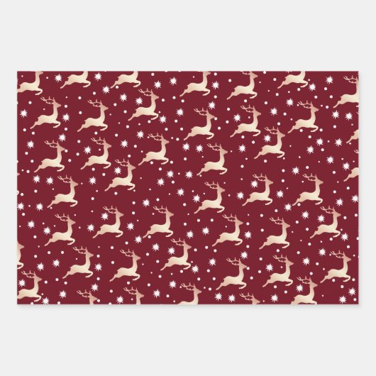 Elegant kerstrendiertje Snowflake Patroon Inpakpapier Vel (Voorkant)