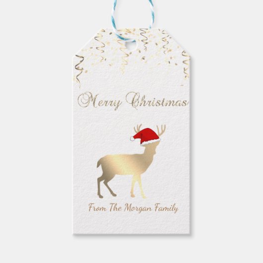 Elegant, kerstrenrendiertje, Confetti Cadeaulabel (Voorkant)