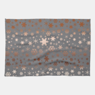 Elegant kerstsnowflak roos goud theedoek