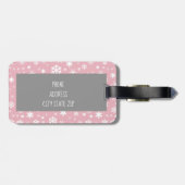 Elegant kerstsnowflake patroonpastelroze bagagelabel (Achterkant horizontaal)