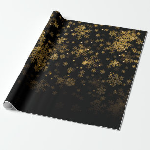 Elegant kerstsnowflake Sparkle Gold Cadeaupapier